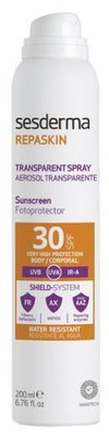 Сонцезахисний аерозоль для тіла Sesderma Repaskin Transparent Spray 30 SPF 200 мл 8429979444714 фото
