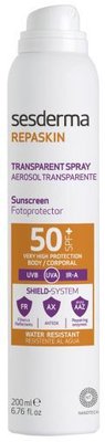 Сонцезахисний аерозоль для тіла Sesderma Repaskin Transparent Spray 50+ SPF 200 мл 8429979444707 фото