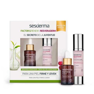 Набір Sesderma Factor G Renew Serum + Resveraderm Antiox Gel Cream (1 сироватка 30 мл та 1 гель крем для шкіри 50 мл) 8429979459480 фото